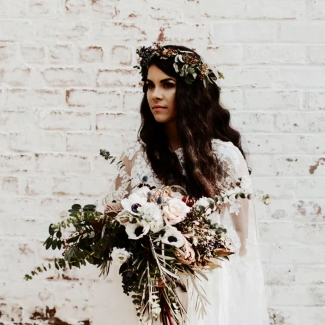 wearing a flower crown